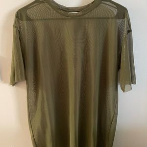 Zara mesh olive green t-shirt